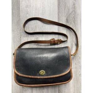 Vtg 80s COACH Spectator City Bag Black/Brown Leather Crossbody Bag 086-2048